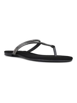 Inc.5 - Womens Black Casual Embellished T-Strap Flats