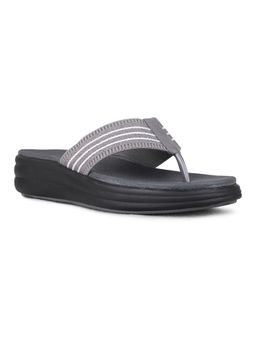 Inc.5 - Womens Grey Ethnic Wear Textured T-Strap Sandals