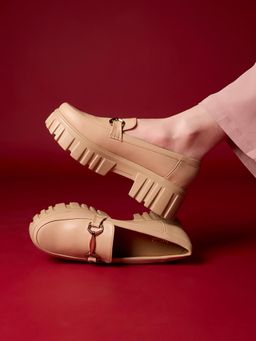 Inc.5 - Womens Beige Party Wear Solid Round Toe Loafers