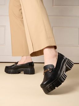 Inc.5 - Womens Black Party Wear Solid Round Toe Loafers