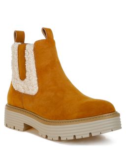 London Rag - Womens Faux Fur Detail Chunky Casual Boots Tan