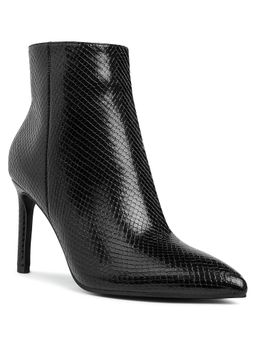 London Rag - Womens Textured Stiletto Heel Ankle Casual Boots Black