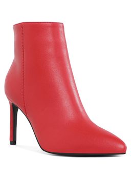 London Rag - Womens Textured Stiletto Heel Ankle Casual Boots Red