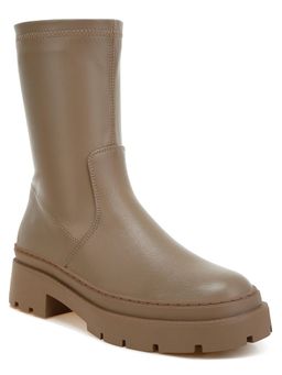 London Rag - Womens Chunky Faux Leather Calf Casual Boots Taupe