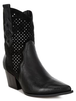 London Rag - Womens Woven Cowboy Casual Boots Black