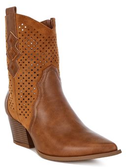 London Rag - Womens Woven Cowboy Casual Boots Tan