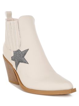 London Rag - Womens Glitter Star Detail Casual Boots Beige