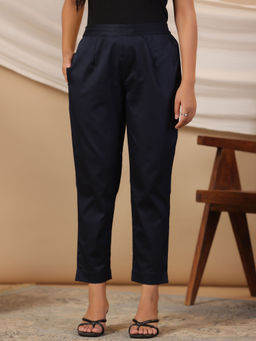 Juniper - Blue Solid Lycra Women Drawstring Pants With Single Side Pocket