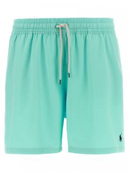 POLO RALPH LAUREN - RALPH LAUREN Light Blue Logo Solid Swim Shorts