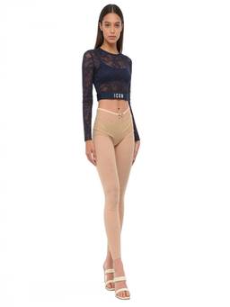 Dsquared2 - Beige Nylon Embellished Activewear Tights