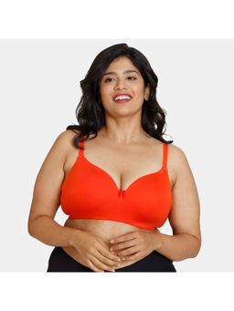 Zivame - True Curv Padded Non Wired Full Coverage T-shirt Bra - Grenadine Orange