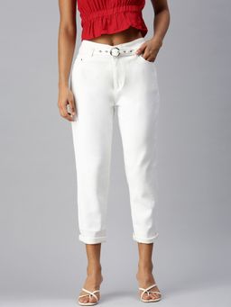 SHOWOFF - Women Clean Look Off White Slim Fit Denim Jeans