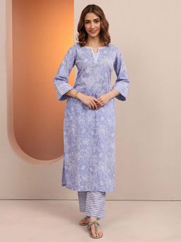 Libas - Printed Cotton Blend Straight Kurta & Dupatta