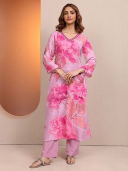 Libas - Silk Blend A-Line Kurta with Pant & Dupatta