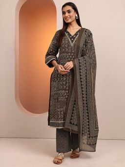 Libas - Printed Cotton Blend Straight Kurta with Pant & Dupatta