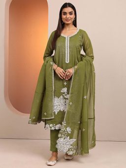 Libas - Embroidered Chinon Straight Kurta with Pant & Dupatta