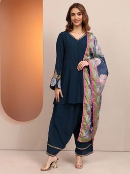 Libas - Cotton Blend A-Line Kurta with Salwar & Dupatta