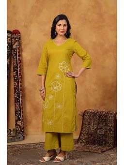 Autumnlane - Ridhika Pear Cotton Embroidered Kurta with Pant