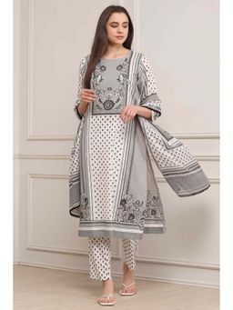 Biba - Women Black Cotton Straight Kurta with Pant & Dupatta