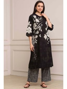 Biba - Women Black Cotton Straight Kurta with Pant & Dupatta