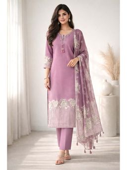 Autumnlane - Reet Lavender Sequence Work Kurta with Pant & Dupatta