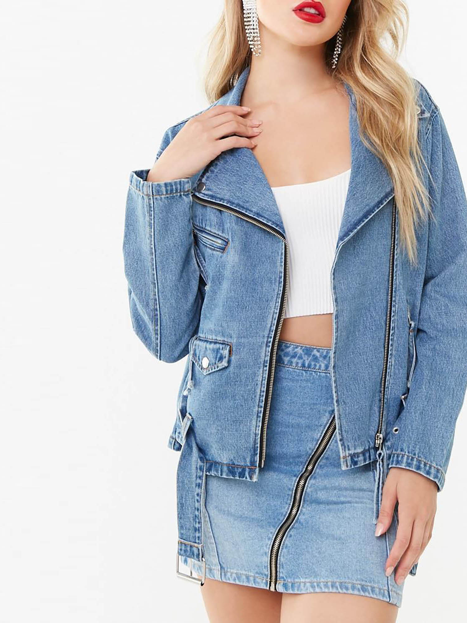 Buy Forever 21 Denim Moto Jacket Online 