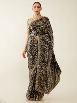 Soch - Embroidered Georgette Saree with Unstitched Blouse