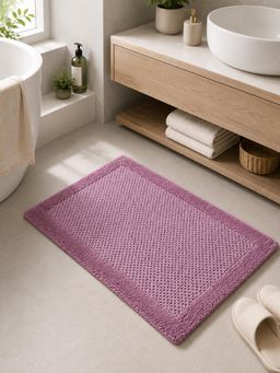 OBSESSIONS - Pink Blush Reversible Cotton Bathmat, Soft and Ultra Absorbent (24x17 inch)
