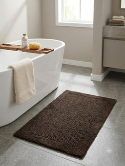 OBSESSIONS - Chocolate Reversible Cotton Bathmat, Soft and Ultra Absorbent (24x17 inch)