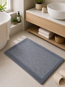 OBSESSIONS - Charcoal Reversible Cotton Bathmat, Soft and Ultra Absorbent (35x20 inch)
