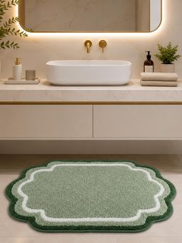 OBSESSIONS - Green Anti Skid Polyester Bathmat, Soft and Ultra Absorbent (25x17 inch)
