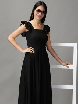 SHOWOFF - Womens Gown Black Solid Dress