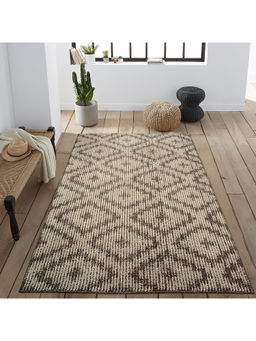 Saral Home - Brown Cotton Anti-Skid Jacquard Carpet -120x180 Cm