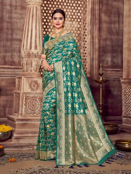 Odette - Green Women Saree with Unstitched Blouse