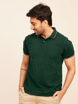 The Bleu Label - Mens Green Casual Regular Fit Short Sleeves Polo T-Shirt