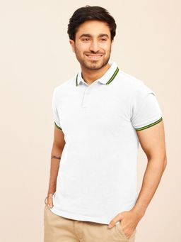 The Bleu Label - Mens White Casual Regular Fit Short Sleeves Polo T-Shirt