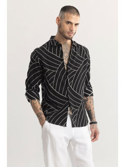 Snitch - Scribline Black Embroidered Shirt