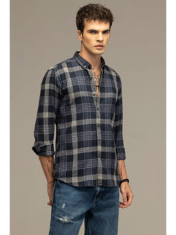 Snitch - Lane Grid Navy Blue Checks Shirt