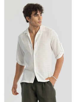 Snitch - White Textured Cuban Shirt