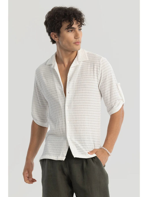Snitch White Textured Cuban Shirt