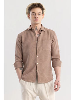 Snitch - Linen Line Taupe Stripes Shirt