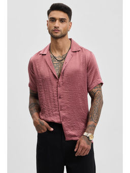 Snitch - Pink Self Design Boxy Fit Shirt