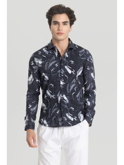 Snitch - Charcoal Grey Abstract Shirt