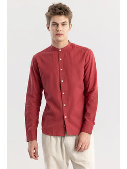 Snitch - Linen Elegance Red Plain Shirt