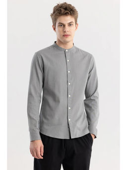 Snitch - Linen Elegance Grey Plain Shirt