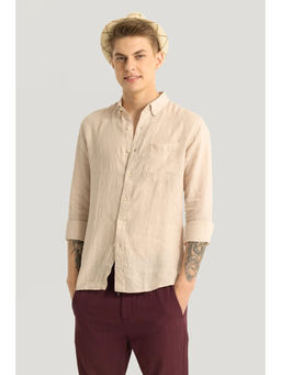 Snitch - Elementary Beige Plain Pure Linen Shirt