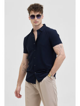 Snitch - Navy Blue Stitchless Stretch Shirt
