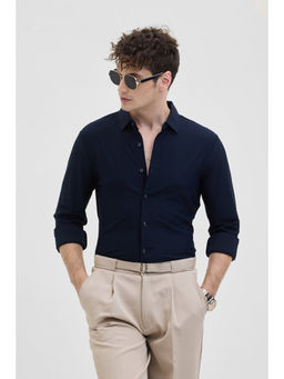 Snitch - Navy Blue Stitchless Stretch Shirt