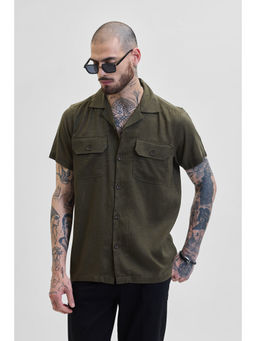 Snitch - Olive Double Pocket Boxy Fit Shirt