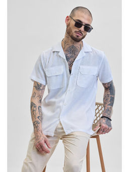 Snitch - White Double Pocket Boxy Fit Shirt